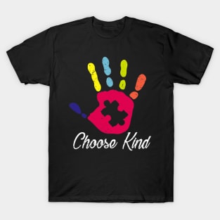 Choose Kind Colorfull Hand Autism Awareness T-Shirt